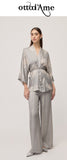 OTTOD'AME Blusa a kimono in raso di viscosa FMG_TC5283_1955 argento