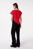 GAELLE PARIS T-Shirt Asimmetrica Con Ricamo Lato Cuore  GAABW09367 rosso