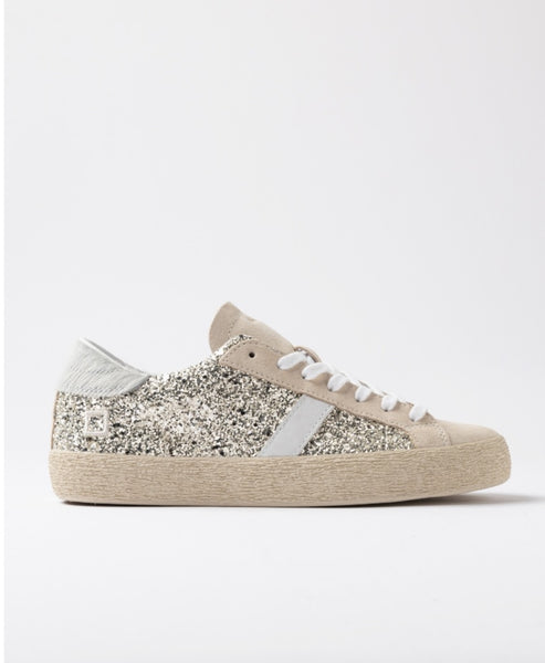 D.A.T.E. SNEAKERS DONNA HILL LOW GLITTER PLATINUM