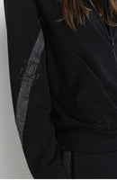 GAELLE PARIS Felpa Zippata Con Tasche A Filetto E Applicazione Bande Lurex • Nero - GAABW07600