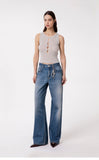 GAELLE PARIS PANTALONE BOY IN DENIM CON MOSCHETTONE GIOIELLO GAABW09510