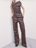 PATRIZIA PEPE       Pantaloni ecopelle  8P0181/E0004-B887 wood brown