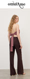 OTTOD'AME Pantaloni palazzo in misto lino LII_TP0008_2206 fico