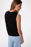 GAELLE PARIS T-Shirt Smanicata Con Dettaglio Sul Davanti E Logo Strass Lato Cuore GAABW09373 nero