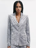 PATRIZIA PEPE Blazer "ESSENTIAL" in velluto 2S1536_J343_S733 mistery grey
