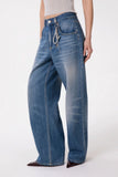 GAELLE PARIS PANTALONE BOY IN DENIM CON MOSCHETTONE GIOIELLO GAABW09510