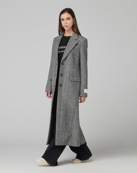 HINNOMINATE Cappotto Lungo Spigato Monopetto  HMABW02294 nero