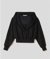 HINNOMINATE Felpa cappuccio in modal con scollo a "v"  HMABW01444 Nero