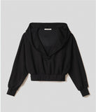 HINNOMINATE Felpa cappuccio in modal con scollo a "v"  HMABW01444 Nero