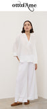 OTTOD'AME Camicia over in lino MSM_DC5271 bianco