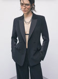 PATRIZIA PEPE Blazer doppiopetto color block in crêpe 8S0000_C7004_K103 nero