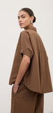 OTTOD'AME Camicia corta over PCH_DC5233_2236 cioccolata