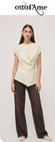 OTTOD'AME Top con drappeggio asimmetrico MSV_DT9285_2102 latte