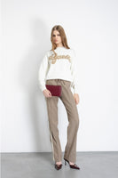 GAELLE PARIS Pullover Cropped In Maglieria Con Logo Lurex • Off White GAABW07114