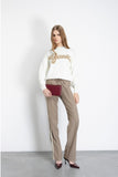 GAELLE PARIS Pullover Cropped In Maglieria Con Logo Lurex • Off White GAABW07114