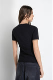 GAELLE PARIS T-Shirt Paricollo Mezza Manica Con Logo Glitter Nero • Nero - GAABW08302