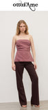 OTTOD'AME Pantaloni palazzo in misto lino LII_TP0008_2206 fico