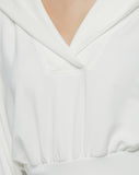 HINNOMINATE Felpa cappuccio in modal con scollo a "v"  HMABW01444 OFF WHITE