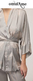 OTTOD'AME Blusa a kimono in raso di viscosa FMG_TC5283_1955 argento