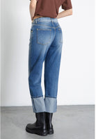GAELLE PARIS Jeans Boy Straight Con Maxi Risvolto • Blu GAABW07922
