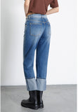 GAELLE PARIS Jeans Boy Straight Con Maxi Risvolto • Blu GAABW07922