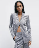 PATRIZIA PEPE Blazer "ESSENTIAL" in velluto 2S1536_J343_S733 mistery grey