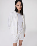 HINNOMINATE  Felpa Cappuccio Basica In Viscosa Con Inserti N Raso • Off White 
 HMABW02400