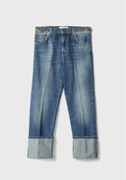 GAELLE PARIS Jeans Boy Straight Con Maxi Risvolto • Blu GAABW07922