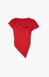 GAELLE PARIS T-Shirt Asimmetrica Con Ricamo Lato Cuore  GAABW09367 rosso
