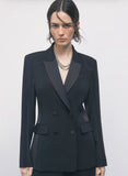 PATRIZIA PEPE Blazer doppiopetto color block in crêpe 8S0000_C7004_K103 nero