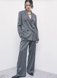 PATRIZIA PEPE Pantaloni sartoriali wide leg gessati8P0474_C0238_J528