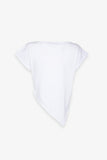GAELLE PARIS T-Shirt Asimmetrica Con Ricamo Lato Cuore  GAABW09367 bianco