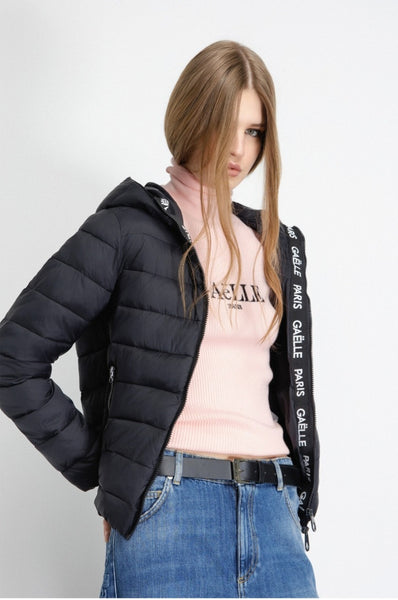 GAELLE PARIS Piumino Manica Lunga Con Cappuccio • Nero GAABW06501