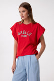 GAELLE PARIS T-Shirt Paricollo Smanicata In Jersey Con Ricamo GAABW09368 rosso