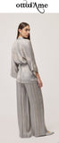 OTTOD'AME Pantaloni palazzo in viscosa SKL_TP0058_1955 argento