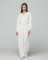 HINNOMINATE Felpa cappuccio in modal con scollo a "v"  HMABW01444 OFF WHITE
