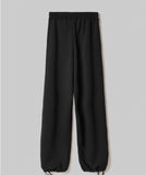 HINNOMINATE Pantalone Con Nervature E Coulisse Al Fondo In Viscosa • Nero HMABW01994