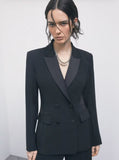 PATRIZIA PEPE Blazer doppiopetto color block in crêpe 8S0000_C7004_K103 nero