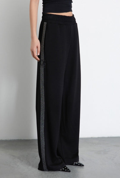 GAELLE PARIS Pantalone A Palazzo Con Bandine Laterali • Nero  GAABW07601