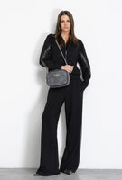 GAELLE PARIS Felpa Zippata Con Tasche A Filetto E Applicazione Bande Lurex • Nero - GAABW07600