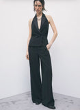 PATRIZIA PEPE  Pantaloni palazzo color block 8P0244_C7004_K103 nero