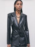 PATRIZIA PEPE Blazer con doppia costruzione in tessuto spalmato 8S0001_E070_K103 nero