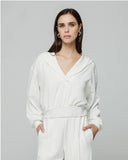 HINNOMINATE Felpa cappuccio in modal con scollo a "v"  HMABW01444 OFF WHITE