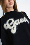 GAELLE PARIS Pullover Cropped In Maglieria Con Logo Lurex • Nero  GAABW07114