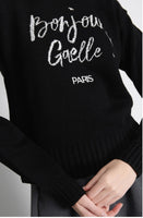 GAELLE PARIS Pullover In Maglia Rasata Con Ricamo Sul Davanti • Nero GAABW07266