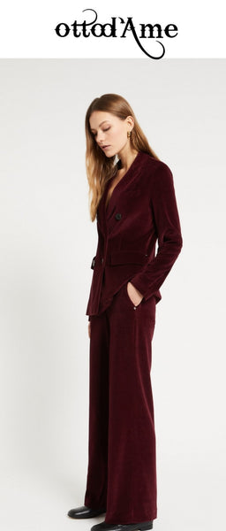 OTTOD'AME Pantalone palazzo
 CHX_DP9898_2356 rouge noir