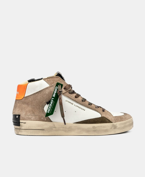 CRIME LONDON SNEAKERS UOMO SK8 DELUXE MID BURNT ASHES ART 11152
