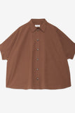 OTTOD'AME Camicia corta over PCH_DC5233_2236 cioccolata