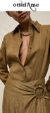 OTTOD'AME Camicia regular in lino MSM_DC5272_2372 rhum