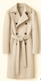 Daniele Alessandrini Cappotto doppiopetto beige con cintura in vita art DAFW26K008